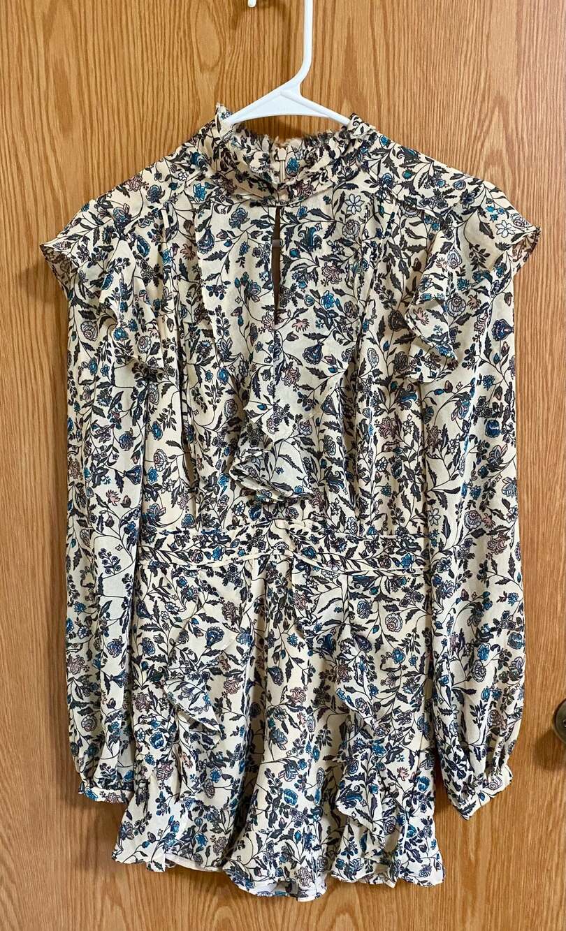 Bardot Women's Long Sleeve Floral Ruffle High Neck Romper Size 4 US